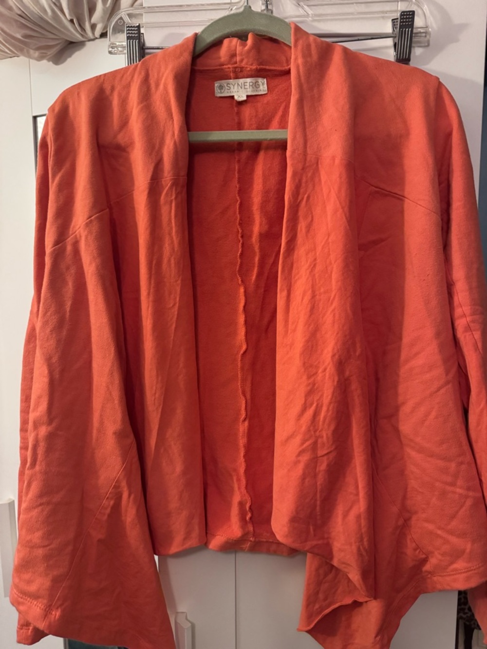 Synergy Organic Clothing Orange Open-Front Cardigan with pockets